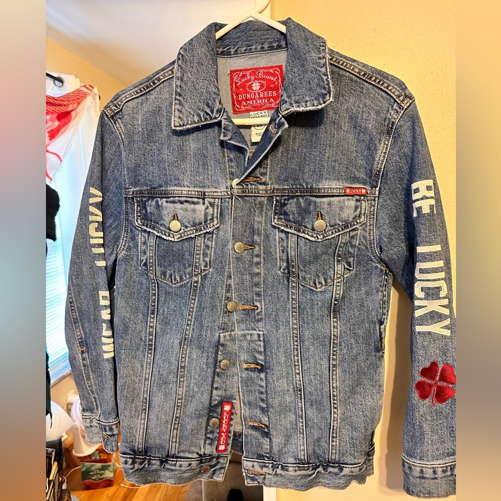 Lucky Brand Blue Denim Jacket with Red Accents